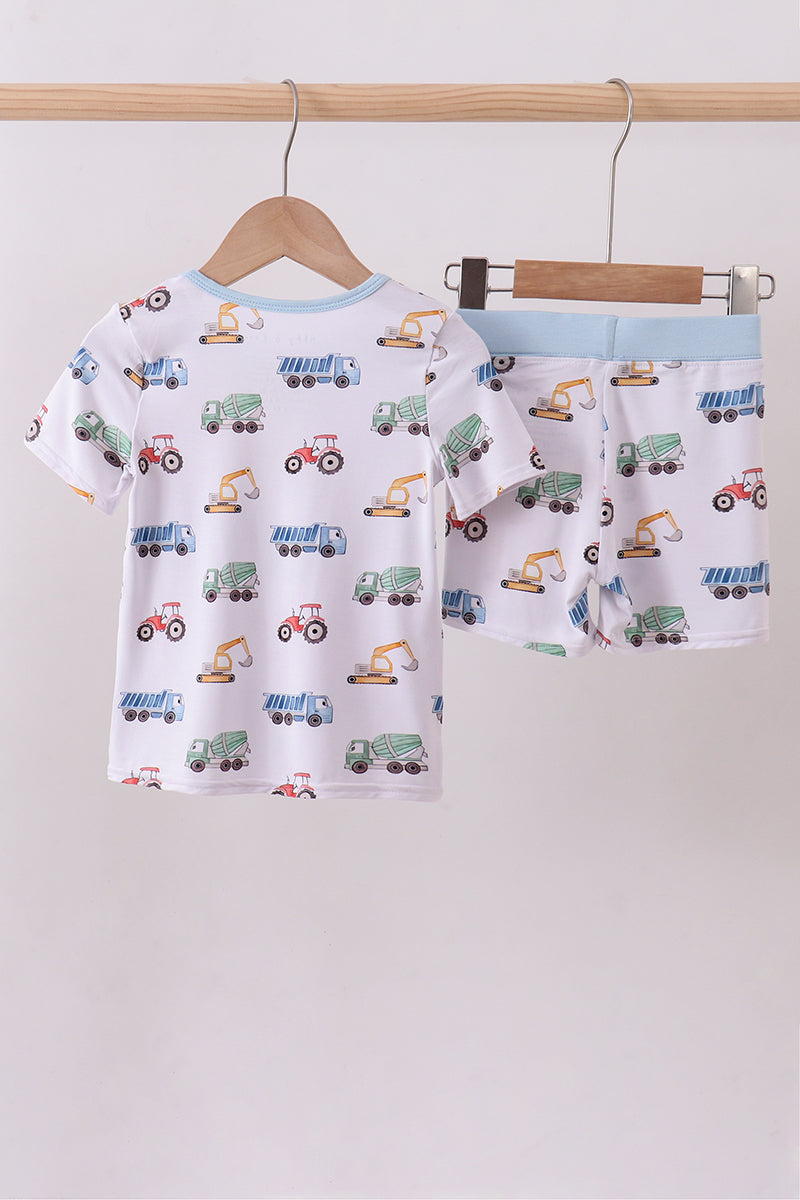Car Print Blue Bamboo Pajama Set