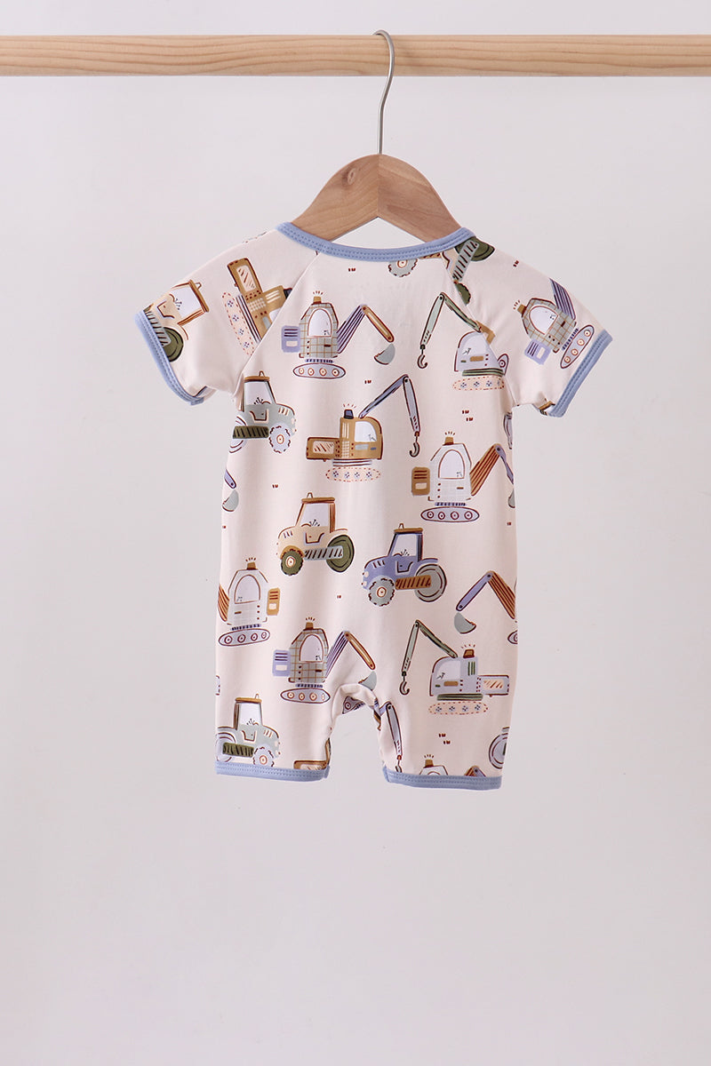 Excavator Print Bamboo Romper