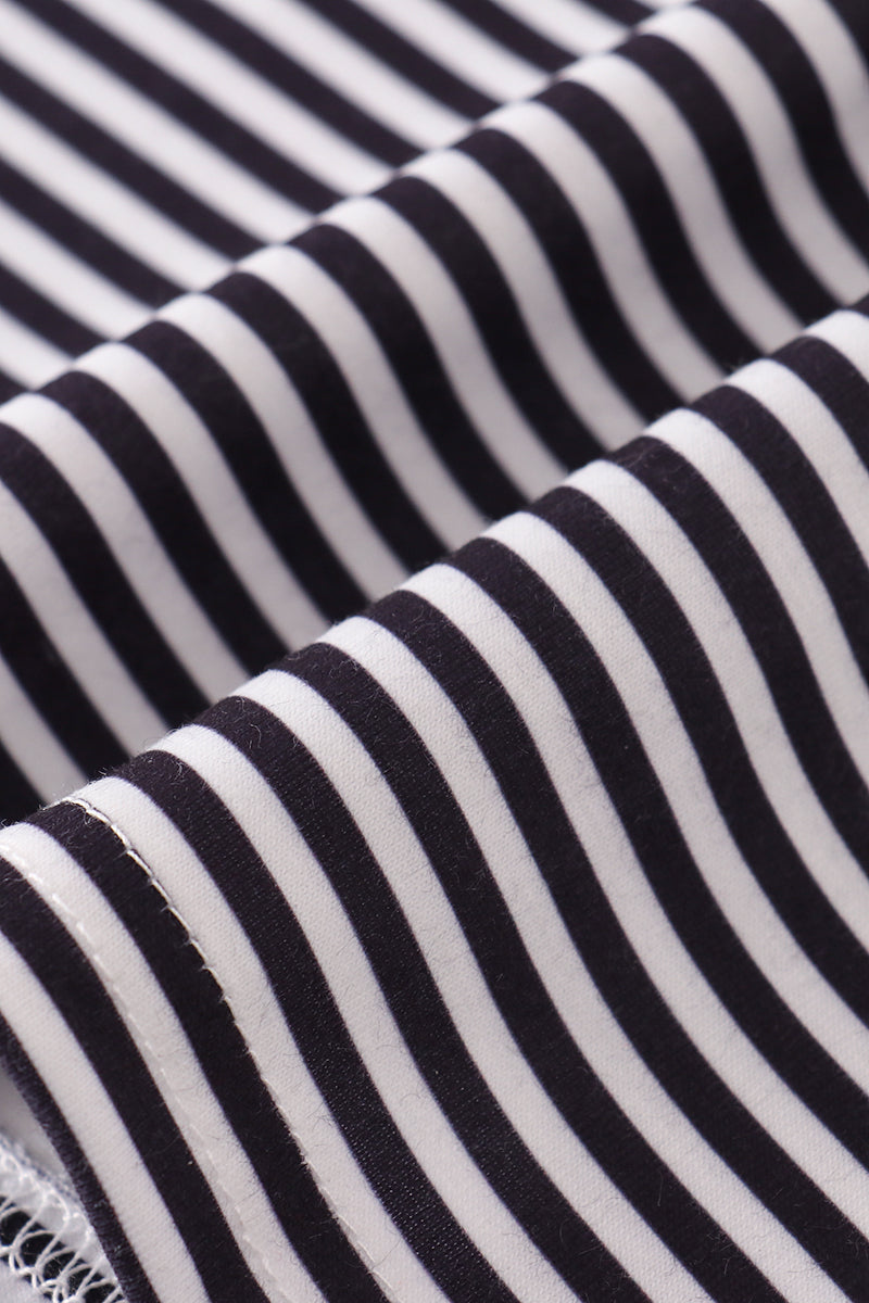 Dark Navy stripe football embroidery button down shirt