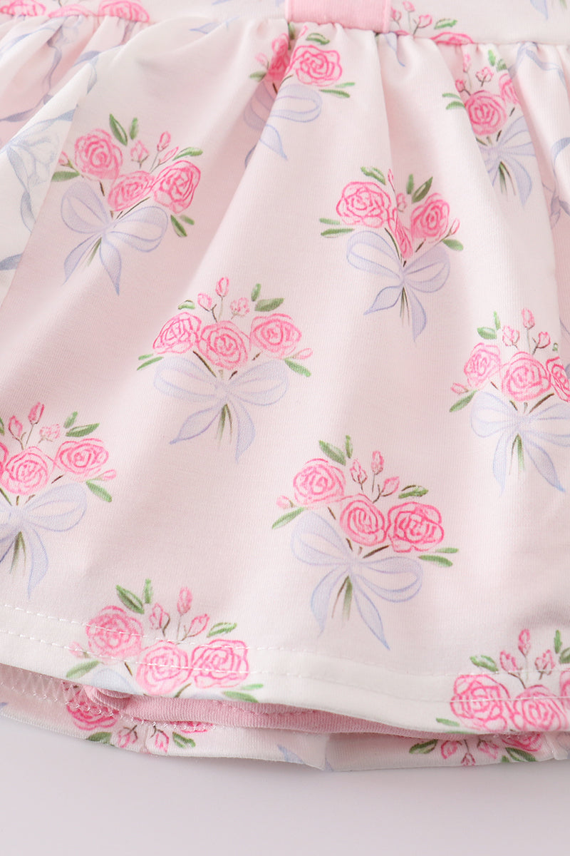Pink Floral Bow Print Girl Bubble