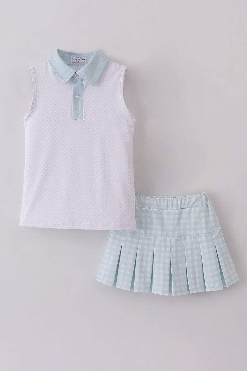 Blue Active Gingham Skort Set