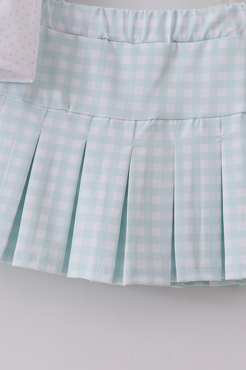 Blue Active Gingham Skort Set