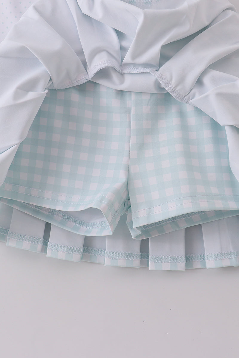 Blue Active Gingham Skort Set