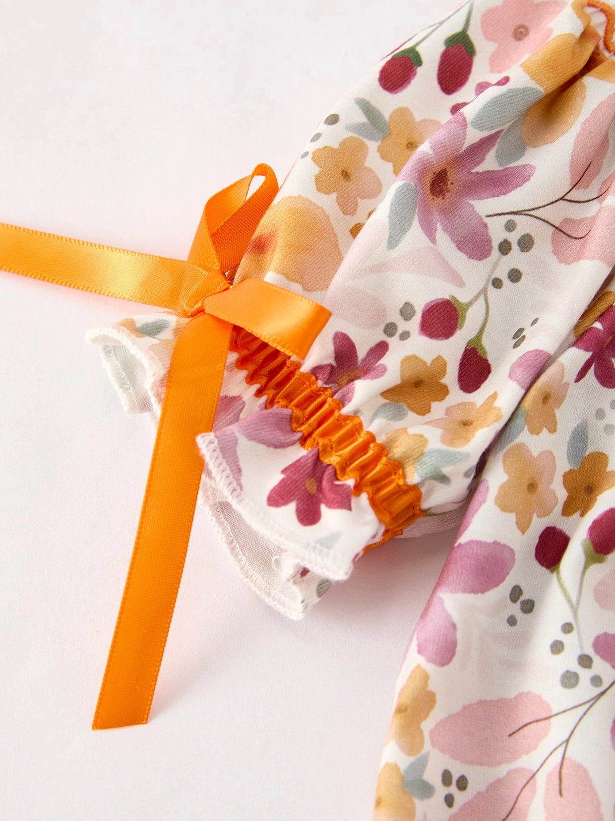 Fall & Thanksgiving Pumpkin Embroidery Smock Floral Baby Bubble