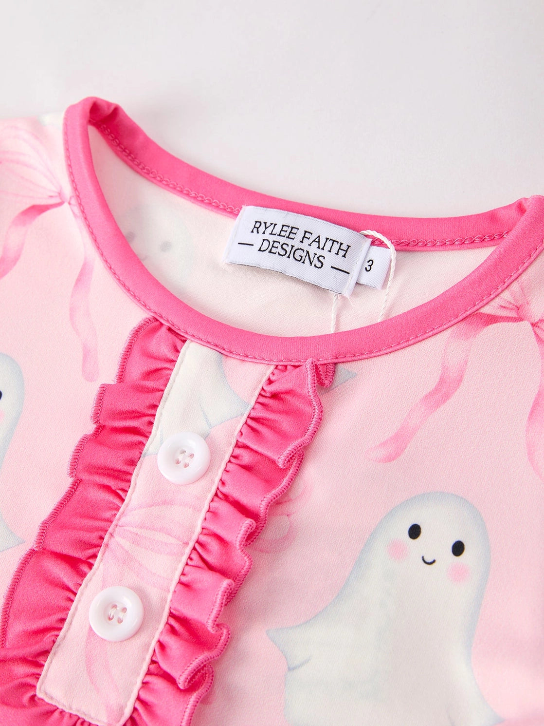 Halloween Ghost Short Sleeve Ruffled Girls Pajamas