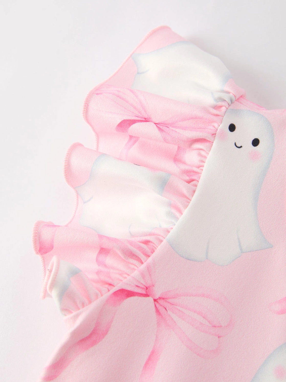 Halloween Pink Ghost Bow Flying Sleeve Dress