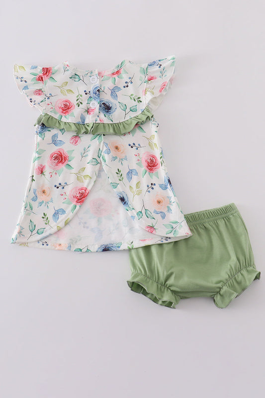 Green Garden Rose Bloomer Set