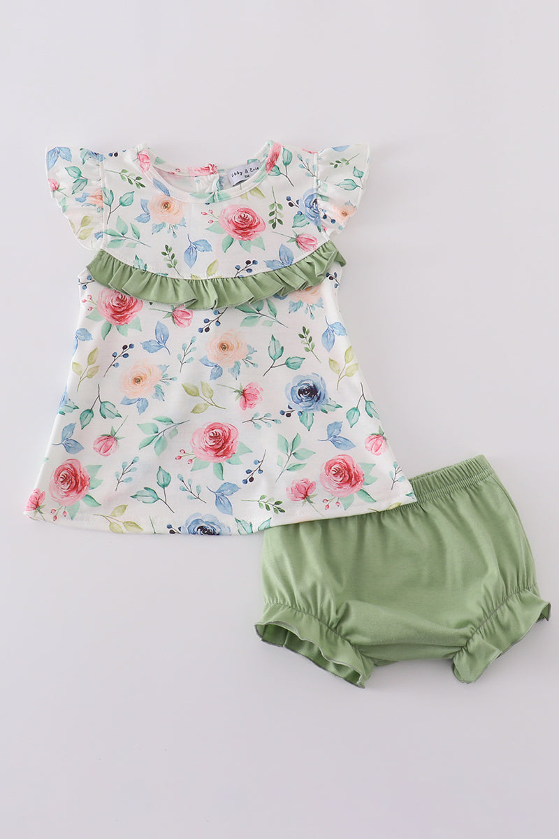 Green Garden Rose Bloomer Set