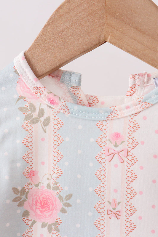 Polka Dot Pink Rose Bow Bloomer Set