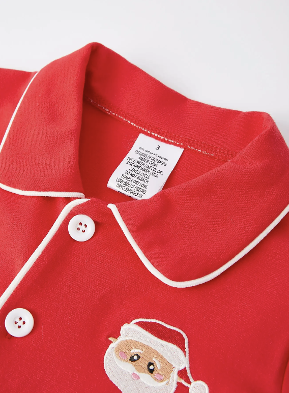 Christmas Red Boys Embroidered Pajamas