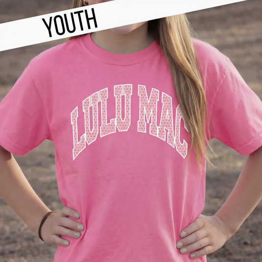 LULU MAC Neon Pink Dot Youth Comfort Colors Tee