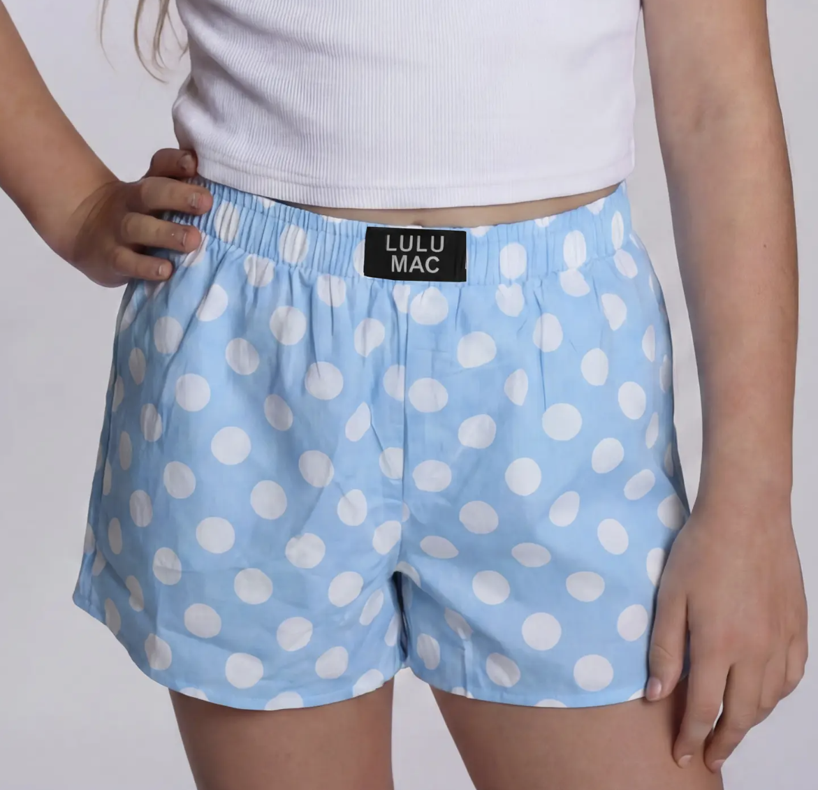 LULU MAC Light Blue Polka Dot Kids Shorts