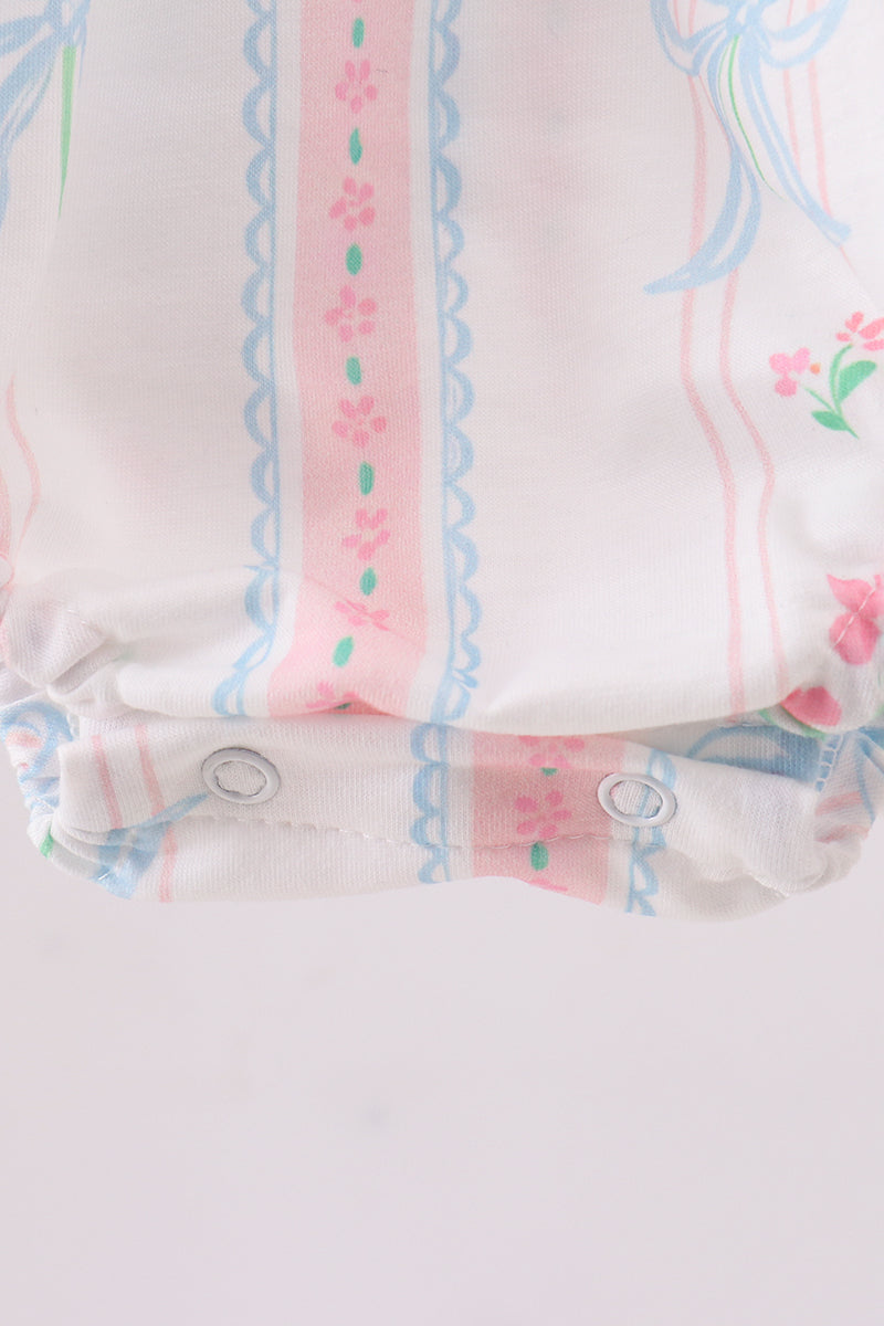 Floral I Love MAMA Blue Smocked Ruffle Bubble