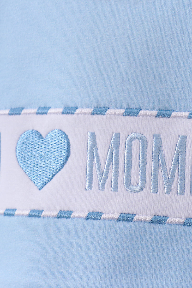 I love MAMA Blue Smocked Shorts Set