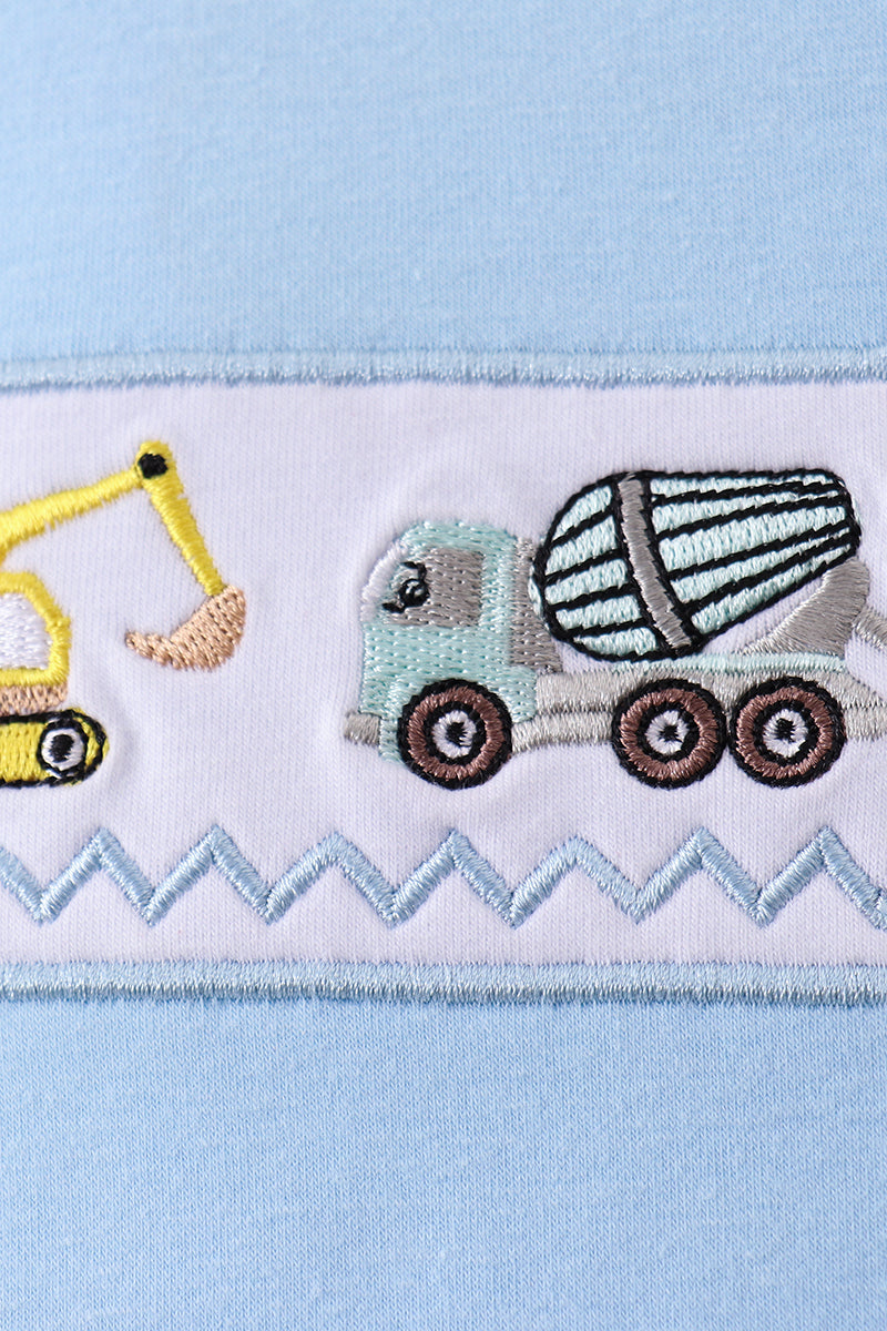 Car Embroidery Blue Short Set