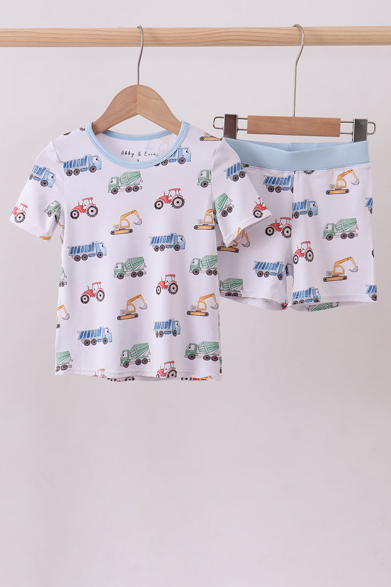 Car Print Blue Bamboo Pajama Set