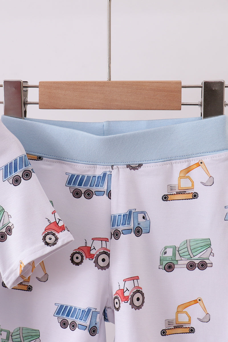 Car Print Blue Bamboo Pajama Set
