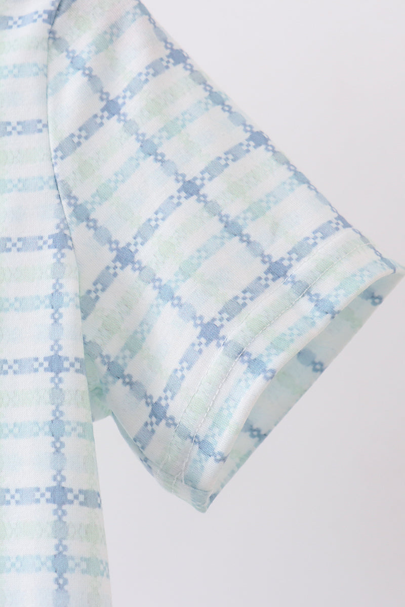 Plaid Duck Embroidery Button Down Shirt