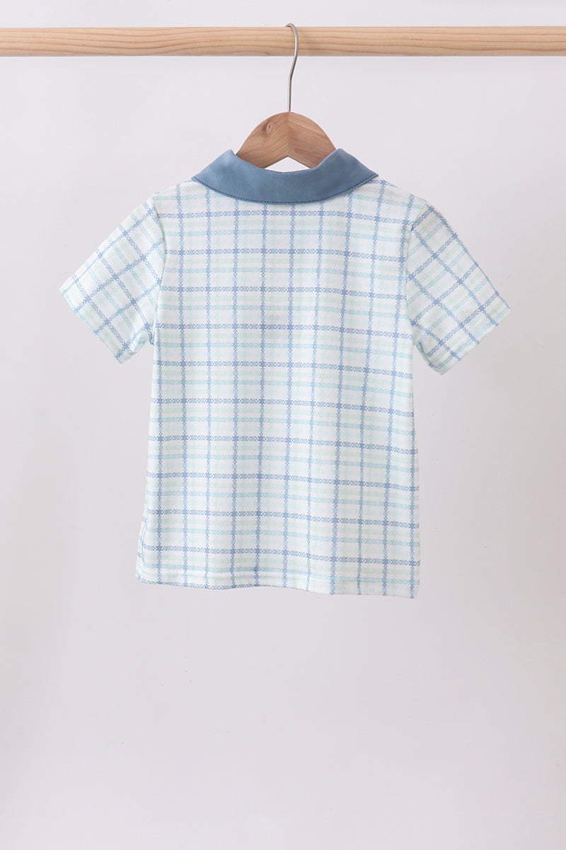 Plaid Duck Embroidery Button Down Shirt