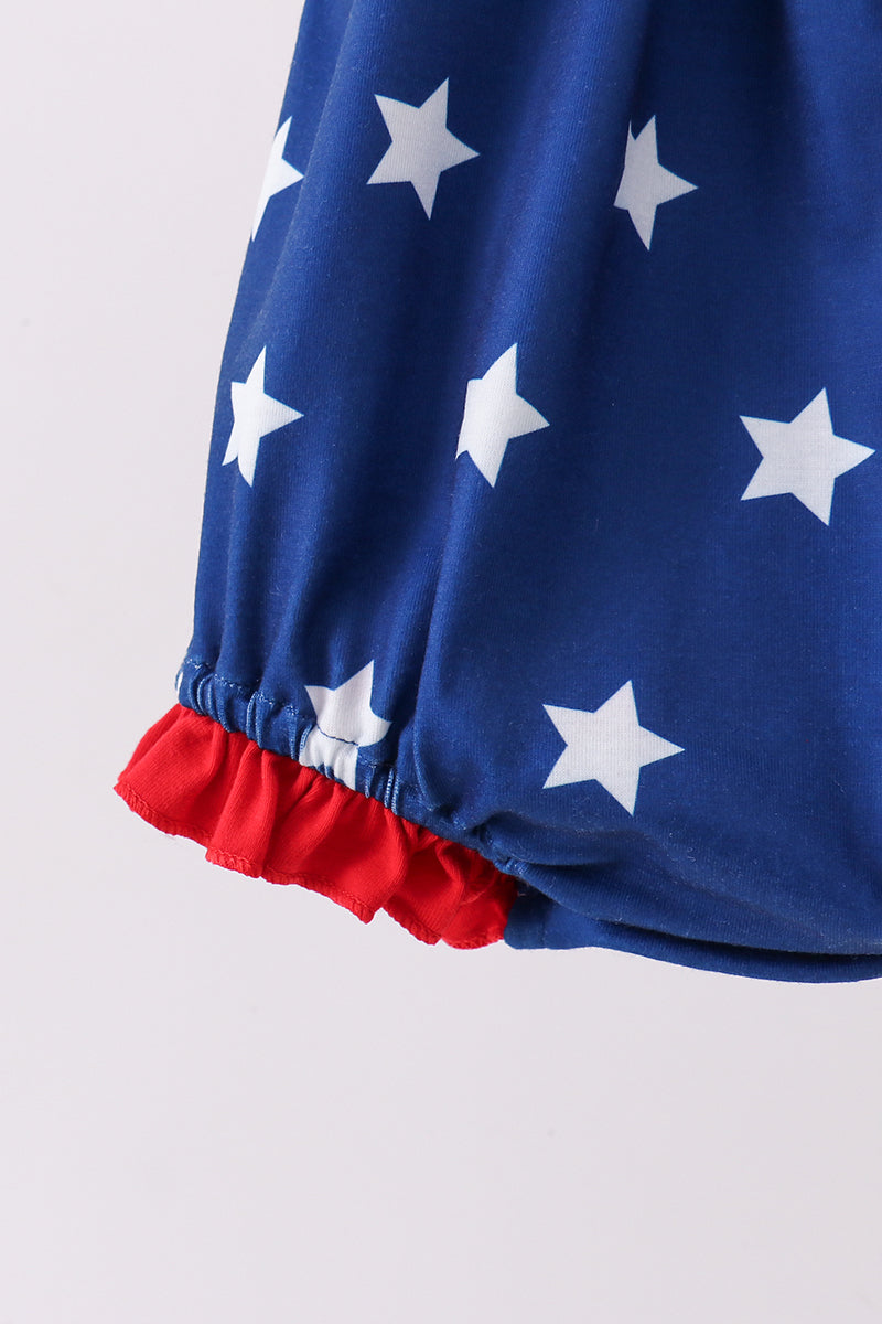 Star Smocked Blue Ruffle Bubble