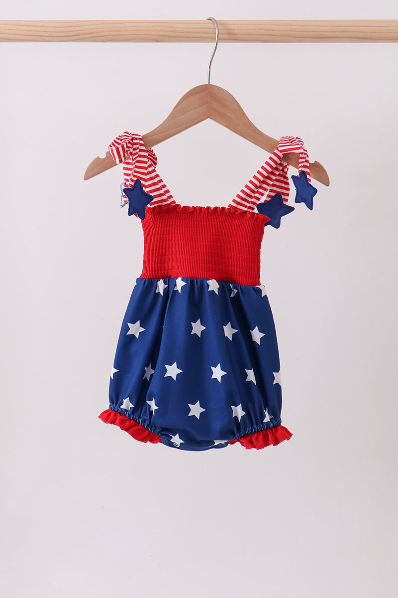 Star Smocked Blue Ruffle Bubble