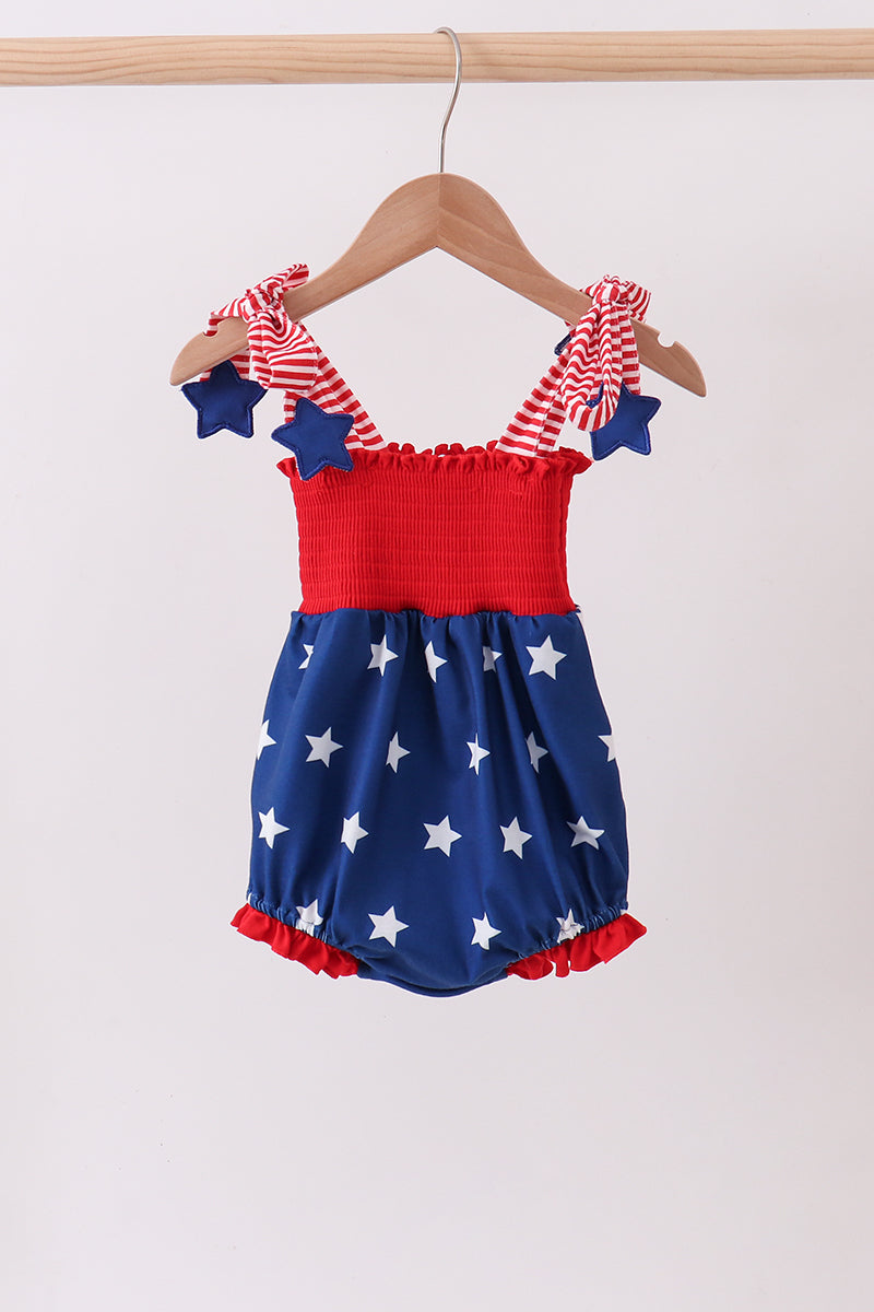 Star Smocked Blue Ruffle Bubble