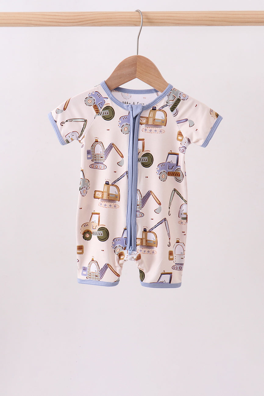 Excavator Print Bamboo Romper