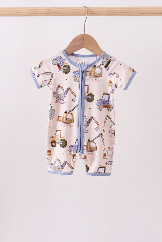 Excavator Print Bamboo Romper