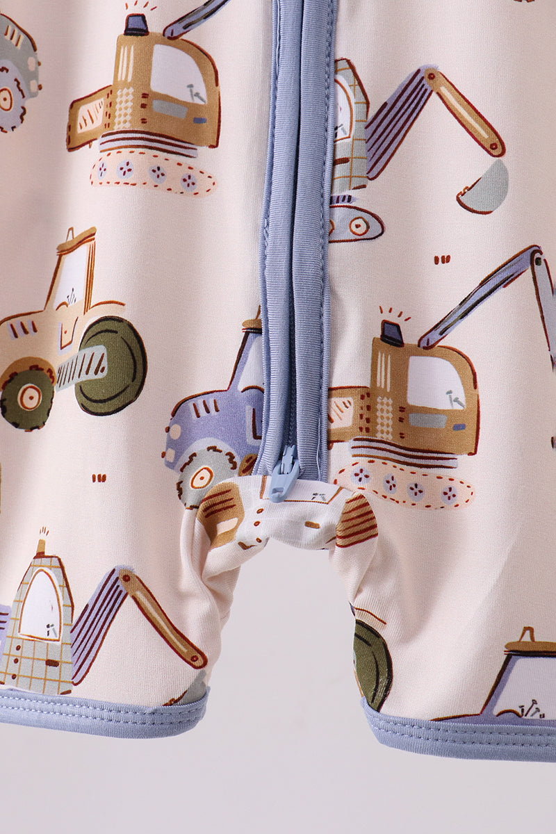 Excavator Print Bamboo Romper