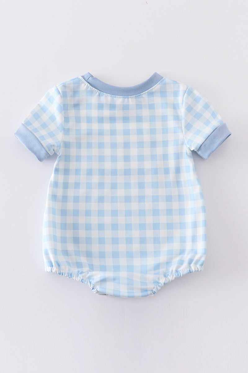 Easter Plaid Cross Embroidery Boy Bubble