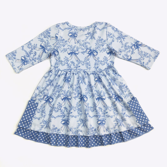 Blue Damask Girls Dress