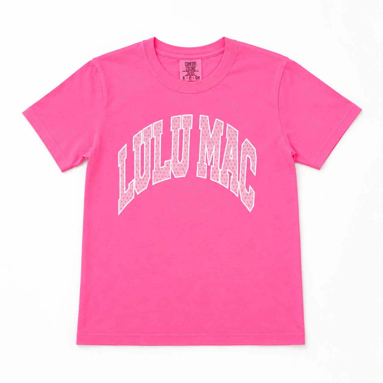 LULU MAC Neon Pink Dot Youth Comfort Colors Tee