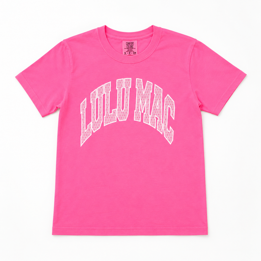 LULU MAC Neon Pink Dot Youth Comfort Colors Tee