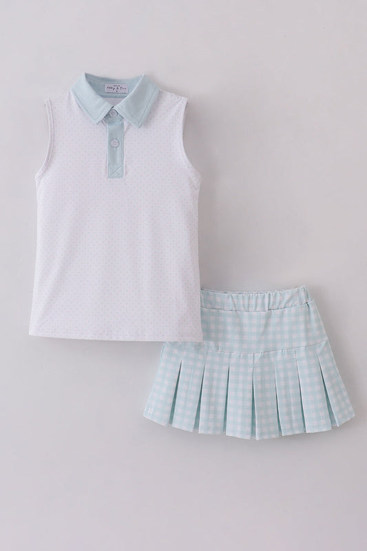 Blue Active Gingham Skort Set