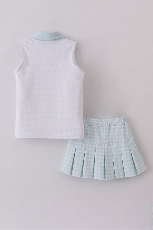 Blue Active Gingham Skort Set