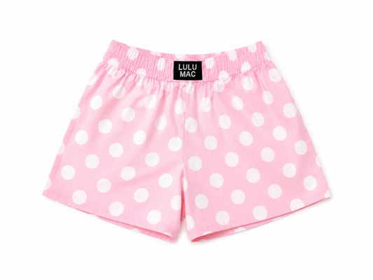 LULU MAC Light Pink Polka Dot Kids Shorts