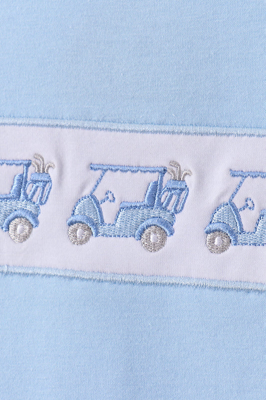 Golf Cart Embroidery Blue Pant Set