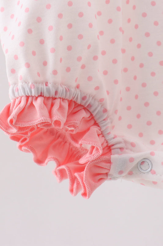 Bow Smocked Dot Pink Ruffle Bubble