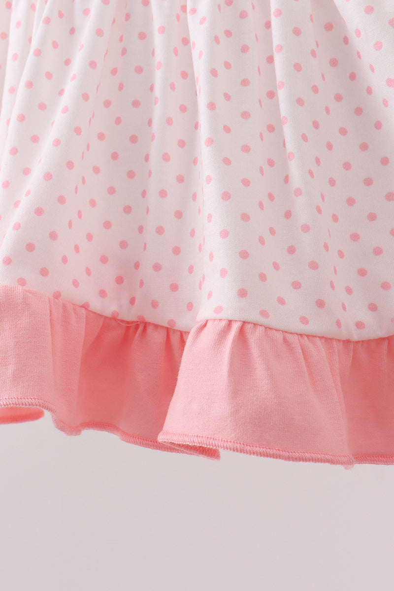 Bow Smocked Dot Pink Ruffle Bloomer Set