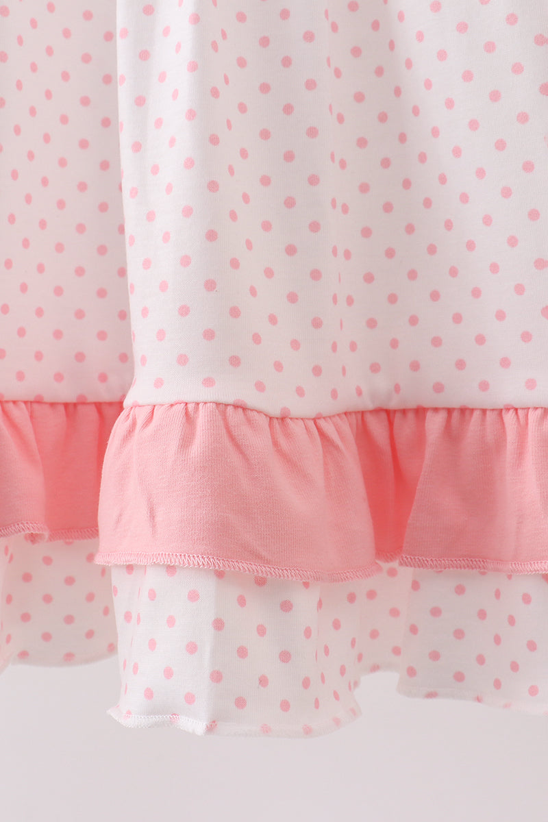 Bow Smocked Dot Pink Ruffle Dress