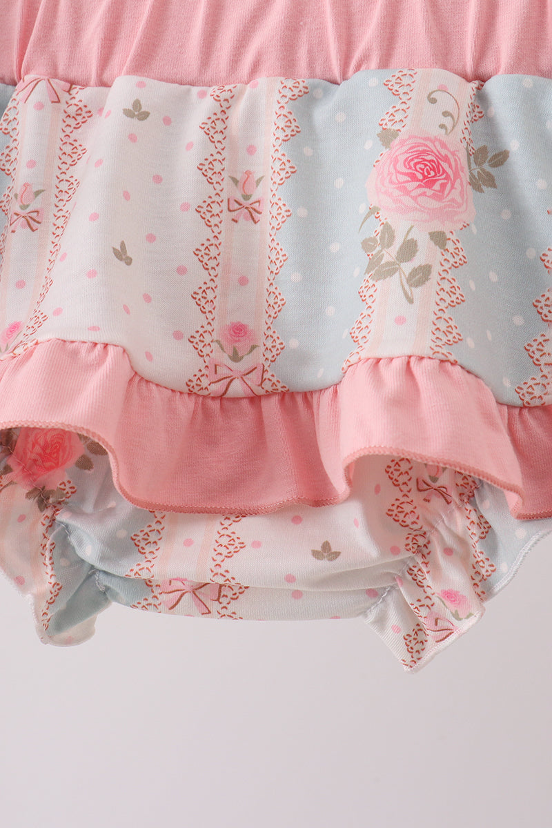 Polka Dot Pink Rose Bow Bloomer Set