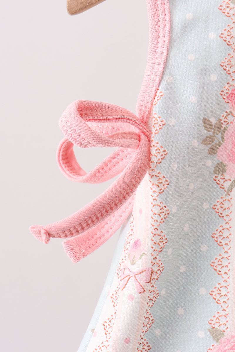 Polka Dot Pink Rose Bow Bloomer Set