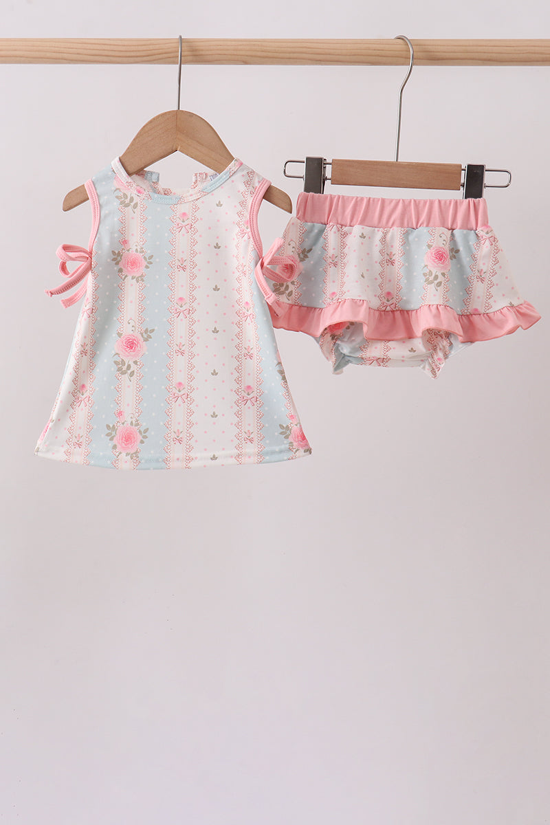 Polka Dot Pink Rose Bow Bloomer Set