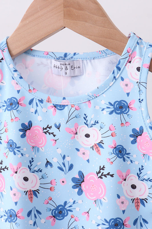 Floral Active Blue Skort Set