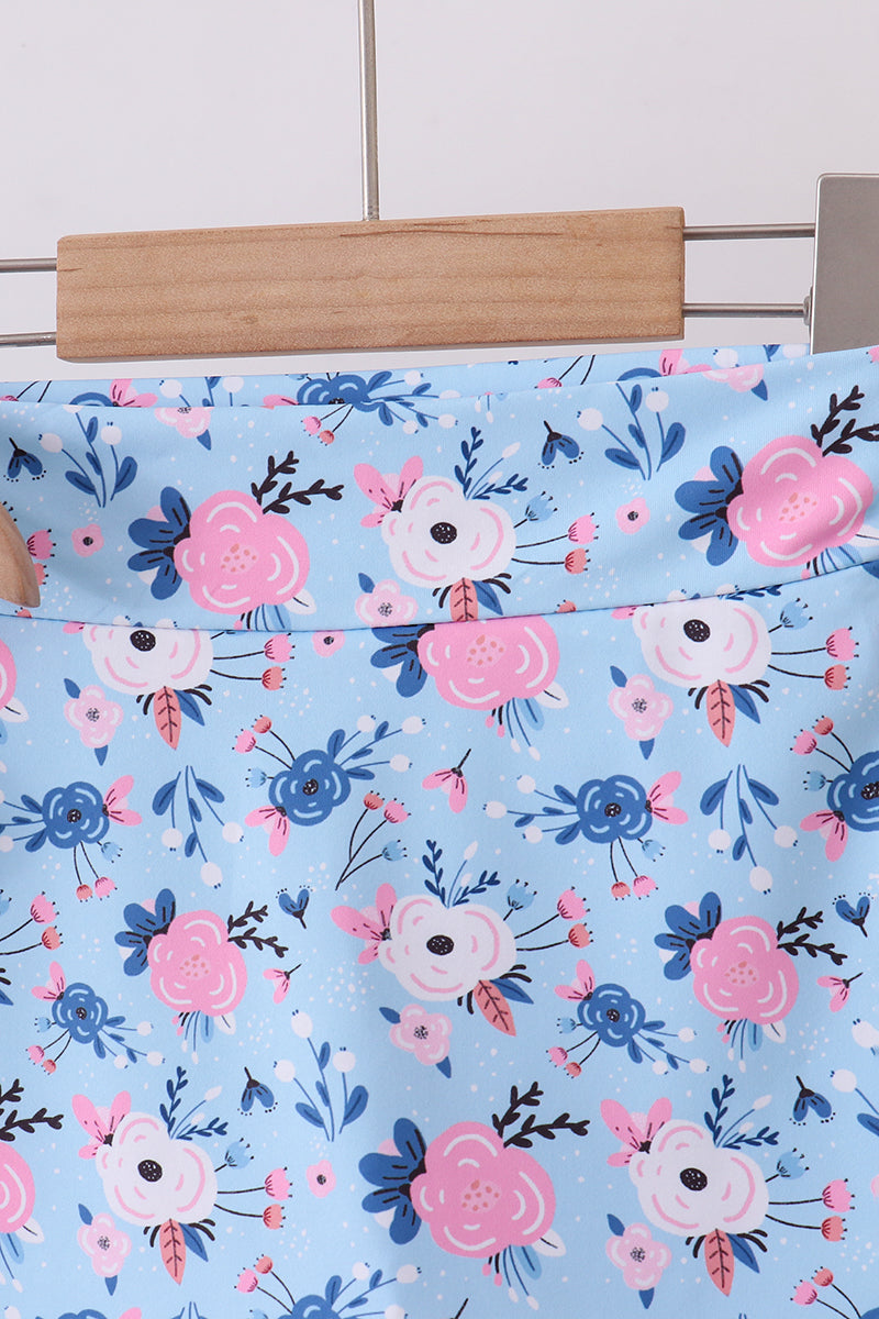 Floral Active Blue Skort Set