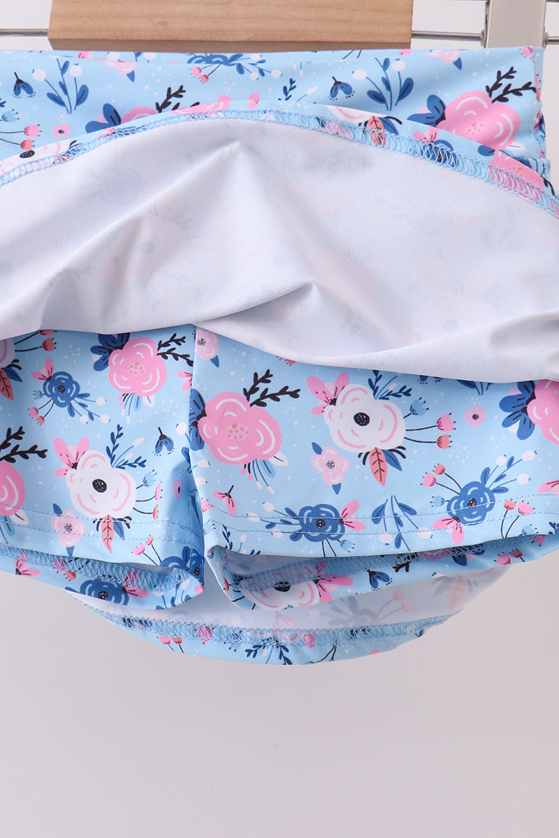 Floral Active Blue Skort Set