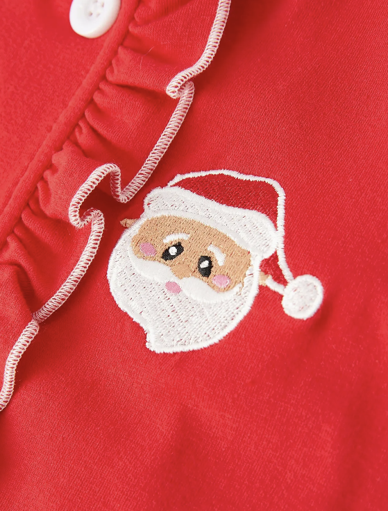 Christmas Red Girls Embroidered Pajamas