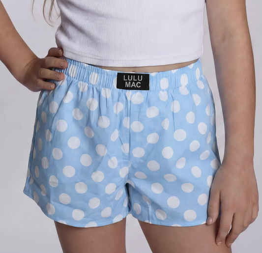 LULU MAC Light Blue Polka Dot Kids Shorts