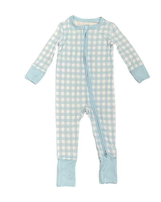 Blue Gingham Bamboo Romper